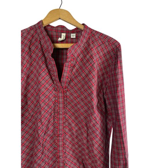 St Johns Bay Red Plaid Tartan Button Up Shirt Top Preppy Tailored Holiday Large - Picture 3 of 12
